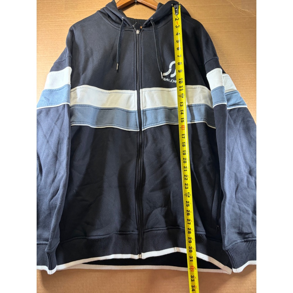 Sean John Tracksuit Set Mens 3XL Navy Blue Full Zip Hoodie Sweatpants Vintag Y2K - Picture 5 of 15